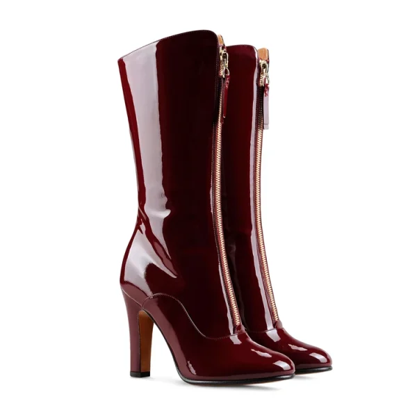Popular Matching Fashion Apparel Hottest Design High Heel Delicate Zipper Decoration Luxurious Lady Leather Boots Waterproof - Image 2