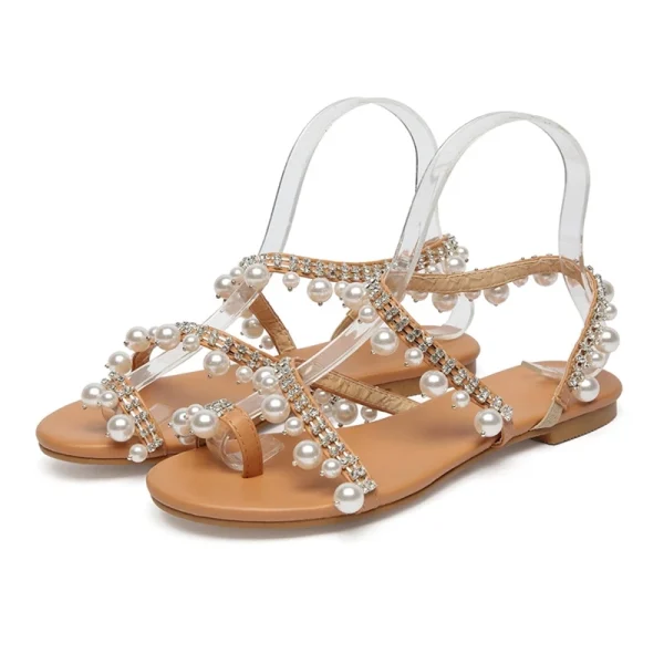 2025 Summer Ladies Flat Sandals New Design Suka Pearl Shoes Women Sandals in Elegant and Sexy Luxury