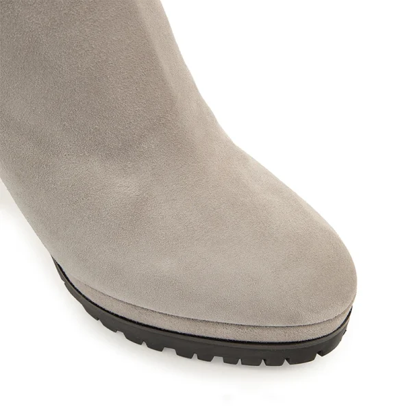 Women, Mid Boots Cow Suede, Stiletto Winter Boots Grey High Quality Silver PU Leather Top Grade Daily Life - Image 6