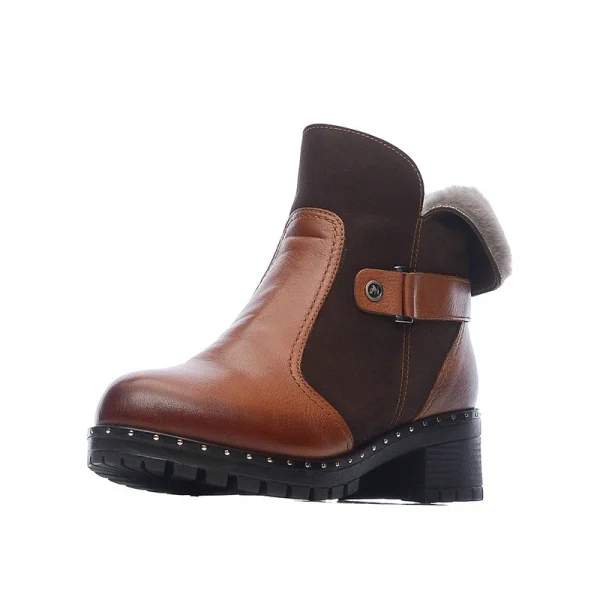 Supply Winter Women's Ankle Boots High Quality Leather Upper Flat Women's Boots - Image 3