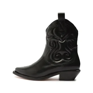 Stylish Winter Women's Boots square Heel Trend Cowhide Upper Black Cowboy Boots