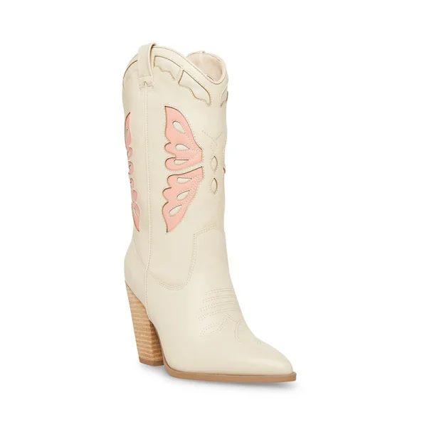 Fashion Winter High Quality Color Calf Hight square Thick Heel Woman Cowboy Boots - Image 4