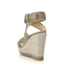 Beige Genuine Leather Woven Upper Buckle Strap Open Round Toe Fashion New Style High Heel Women Wedge Sandals Flat Shoes