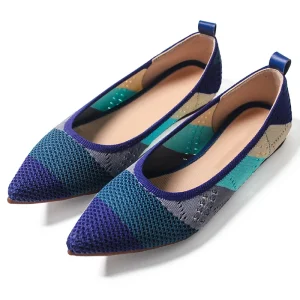 Washable Environmental protection Material Flying Knit Upper Casual Comfortable Women Flexible Flats Shoes