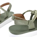 Flat Sandals Women 2025 New Green Summer Flat Shoes Fairy Wind Leather Beach Sandals