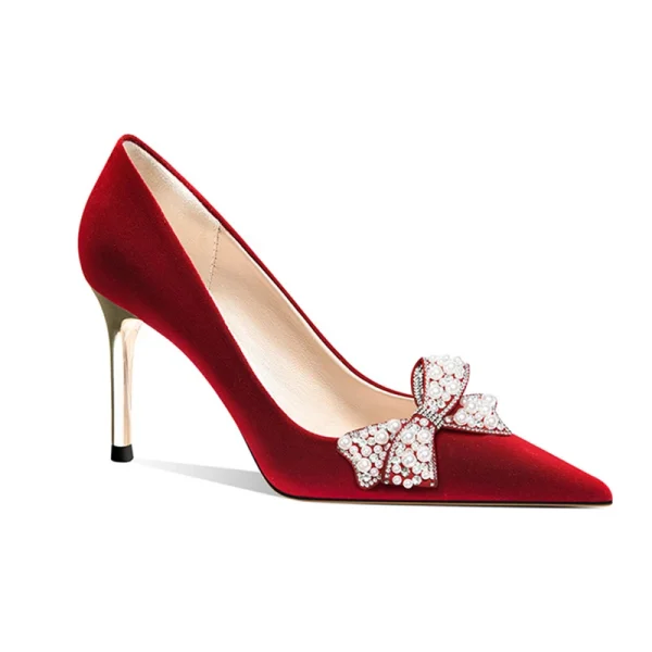 Luxury Atmosphere Wedding Party Ladies High-heeled Dress Shoes Summer Stiletto Red High-heeled Shoes - Image 6