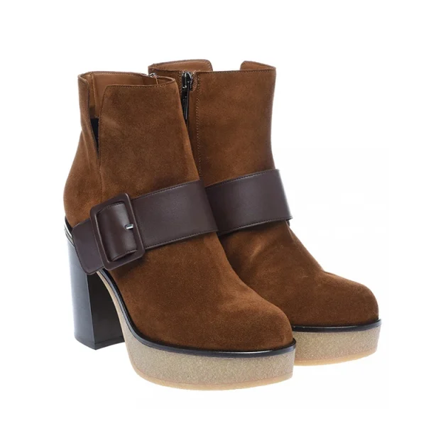 Fashion Design Autumn and Winter Style Suede Leather Ankle Ladies Boots High Heeled Platform Boots Women Shoes - Image 5