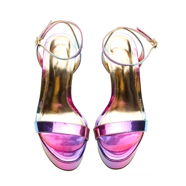 Exquisite Handmade Stylish Style Lace up Top Quality Gradient  Purple Sexy Woman High Heel Sandals - Image 2