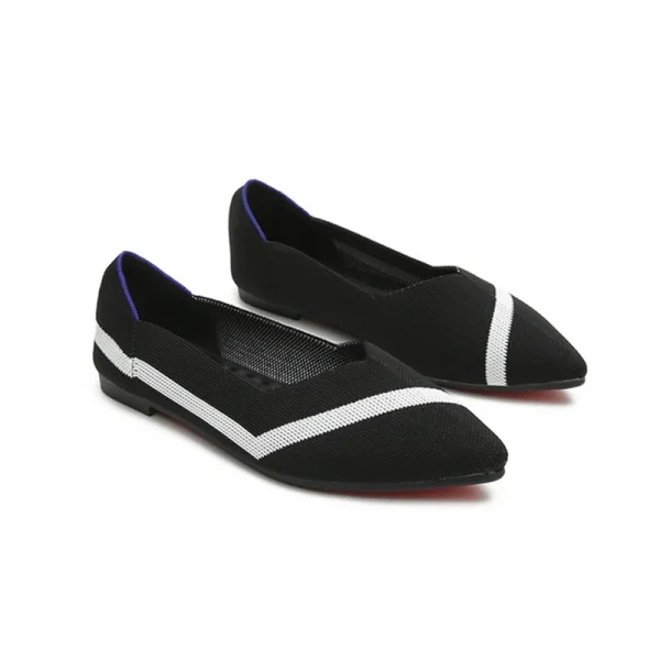 Fashion Casual Breathable Soft Soles Foldable Knit Flat Slip-on Pointed Toe Women Knit Shoes - Image 4