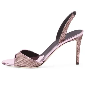 Sexy Fashion Twinkle 10cm Thin High Heels Peep Toe Slingback Women Sandals Shoes
