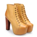 Fashion High Quality Brown Genuine Leather Designer Women Boots with Platform Boots for Ladies Shoes