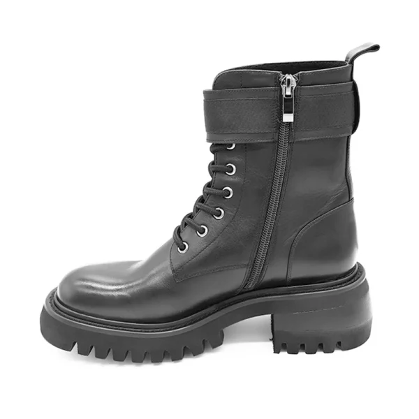 Absolute Strength Trend Modern Style Round Head Flat Bottom PU Leather Martin Boots - Image 5