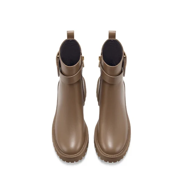 Autumn Winter  Fashion Women's  Genuine Leather Chelsea Ankle Flat Boots - Image 4