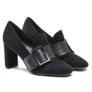 New Design Fashion Leather High Heels Shoes for Women Pumps Ladies Block Heels Loafers Shoes