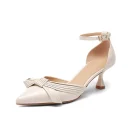 Personalized Process Pointed Toe Design Genuine Leather Ankle Strap Lady High Heel Shoes