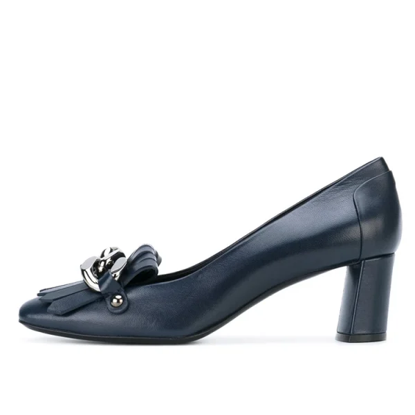 Purl Design Chunky Heels Women 2025 Leather Female Pumps Heels for Ladies Work Dress Shoes Oxford - Image 5