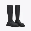 Pu Black British Style Breathable Stretch Knee High Knight Boots