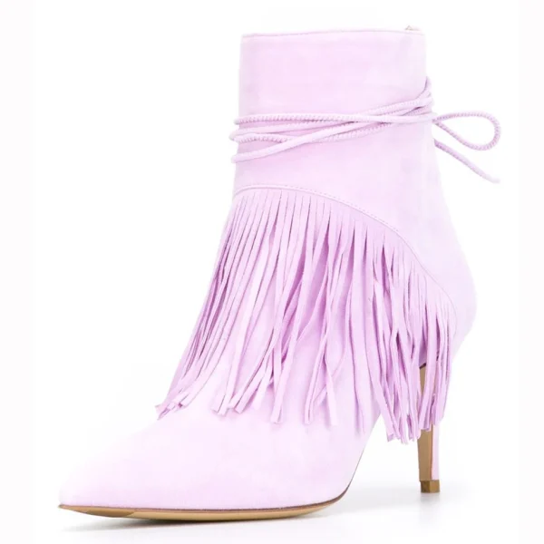 2025 Classic Style Color Zipper Open-close New Fashion Tassels  Decoration High Heel Women Ankle Boots Shoes - Image 5
