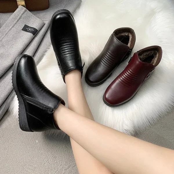 Winter Women's Boots New Leather Snow Boots Latest Women Leather Shoes Casual Design Womens Boots - Image 5