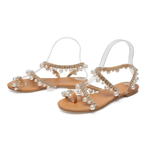 2025 Summer Ladies Flat Sandals New Design Suka Pearl Shoes Women Sandals in Elegant and Sexy Luxury - Image 2