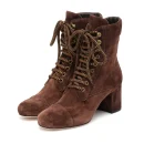 Hot Selling Fashion Leather High Heel Women Ankle Boots Lace up Long High Boots Light Winter FUR