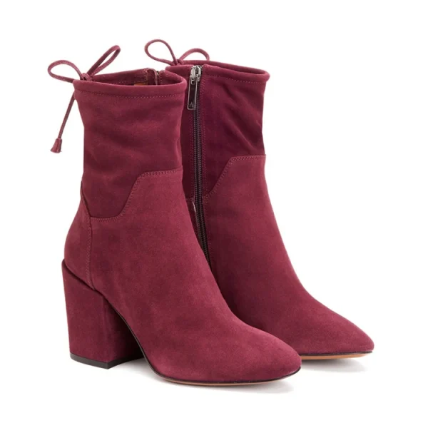 Shoes Genuine Leather Pointed Chunky High Heel Women Ankle Boots - Image 6