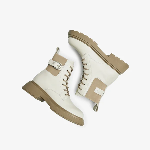 Trend All-match White Flat PU Leather Women's Winter Boots Martin Boots - Image 3