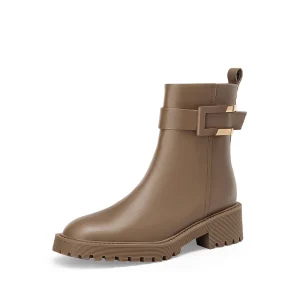 Autumn Winter  Fashion Women's  Genuine Leather Chelsea Ankle Flat Boots