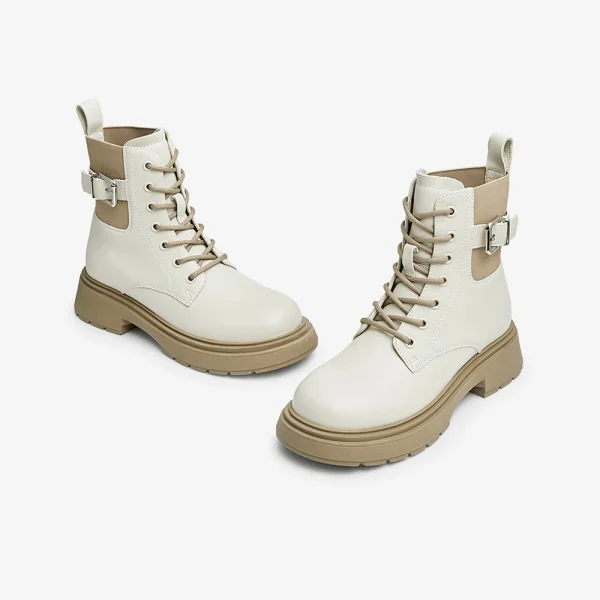 Trend All-match White Flat PU Leather Women's Winter Boots Martin Boots - Image 5