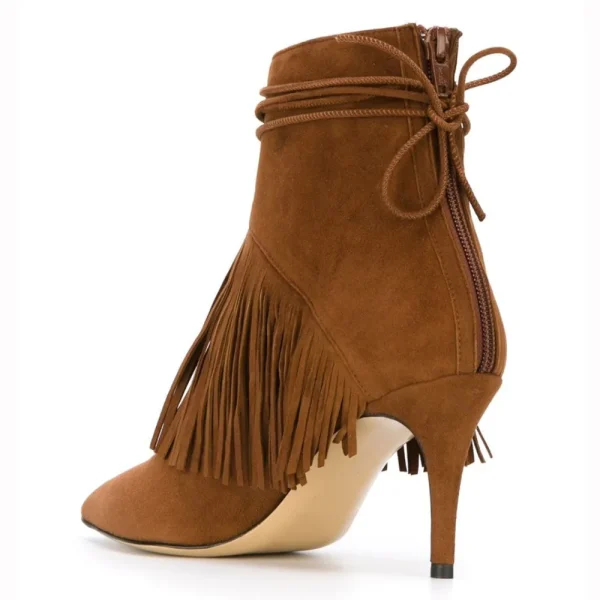 2025 Classic Style Color Zipper Open-close New Fashion Tassels  Decoration High Heel Women Ankle Boots Shoes - Image 2