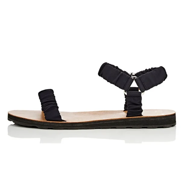 Special Wrinkle Strap Triangle Buckle Design Flat Heel Ladies and Women Sandal Shoes - Image 6