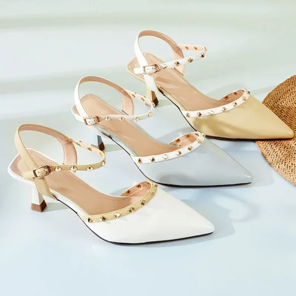 2025 New Design Straps Leather Stylish Elegant and Comfortable Women's Sandals - Image 2