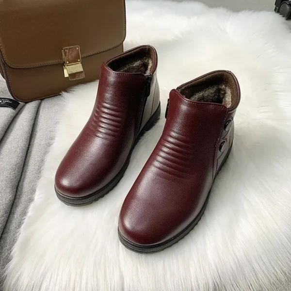 Winter Women's Boots New Leather Snow Boots Latest Women Leather Shoes Casual Design Womens Boots - Image 4