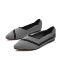 Fashion Casual Breathable Soft Soles Foldable Knit Flat Slip-on Pointed Toe Women Knit Shoes
