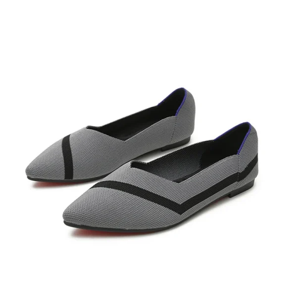 Fashion Casual Breathable Soft Soles Foldable Knit Flat Slip-on Pointed Toe Women Knit Shoes - Image 6