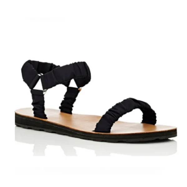 Special Wrinkle Strap Triangle Buckle Design Flat Heel Ladies and Women Sandal Shoes - Image 5