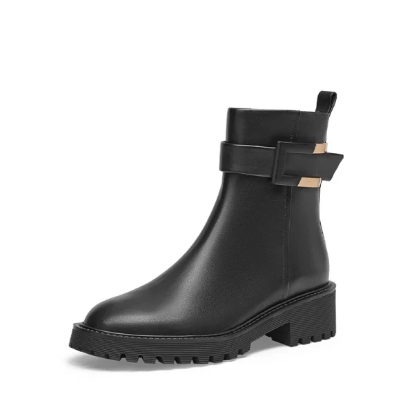 Autumn Winter  Fashion Women's  Genuine Leather Chelsea Ankle Flat Boots - Image 2