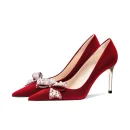Luxury Atmosphere Wedding Party Ladies High-heeled Dress Shoes Summer Stiletto Red High-heeled Shoes