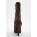 New Fashion Brown Sexy Calf Leather Upper Ladies Stiletto Mid Boots