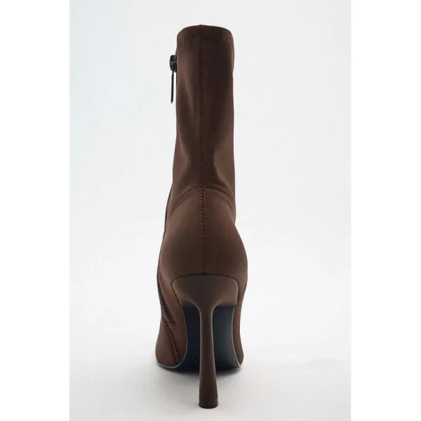 New Fashion Brown Sexy Calf Leather Upper Ladies Stiletto Mid Boots - Image 6