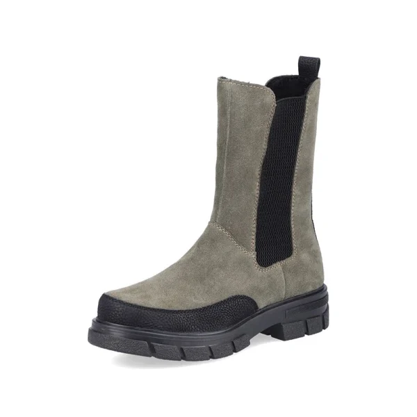 Chelsea Boots Versatile Trend Grey, Warm Flat Soles, Round-toe Ladies Winter Leather Boots - Image 2