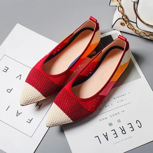 Washable Environmental protection Material Flying Knit Upper Casual Comfortable Women Flexible Flats Shoes - Image 5