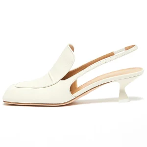 Fashion Vintage Look Facstory Close square Toe Moca Heel Slingback Loafers Women Sandals Shoes