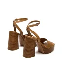 Summer Fashion Luxury High-end Handcrafted Lace up Brown Platform Thick High-Heeled Women's Sandals