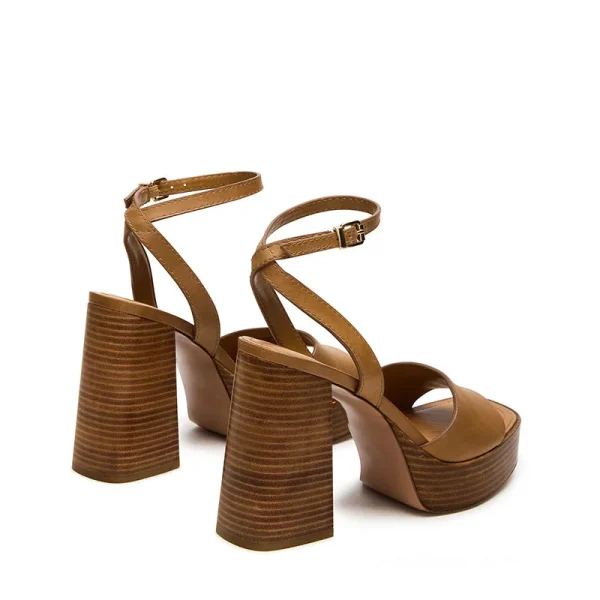 Summer Fashion Luxury High-end Handcrafted Lace up Brown Platform Thick High-Heeled Women's Sandals - Image 2