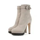 Women, Mid Boots Cow Suede, Stiletto Winter Boots Grey High Quality Silver PU Leather Top Grade Daily Life