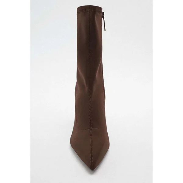 New Fashion Brown Sexy Calf Leather Upper Ladies Stiletto Mid Boots - Image 5
