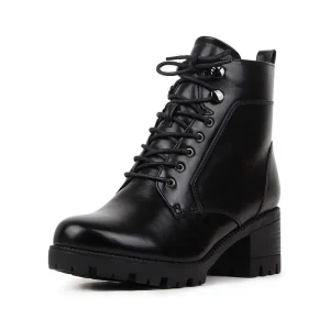 Autumn and Winter Casual PU Thick Heel Warm Retro Ladies Non-slip Wear-resistant Martin Boots