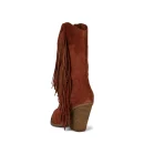 Autumn/winter Vintage Fringe Brown Boots, Flat Calf Upper, Flat Root Cowgirl Boots