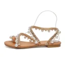 2025 Summer Ladies Flat Sandals New Design Suka Pearl Shoes Women Sandals in Elegant and Sexy Luxury